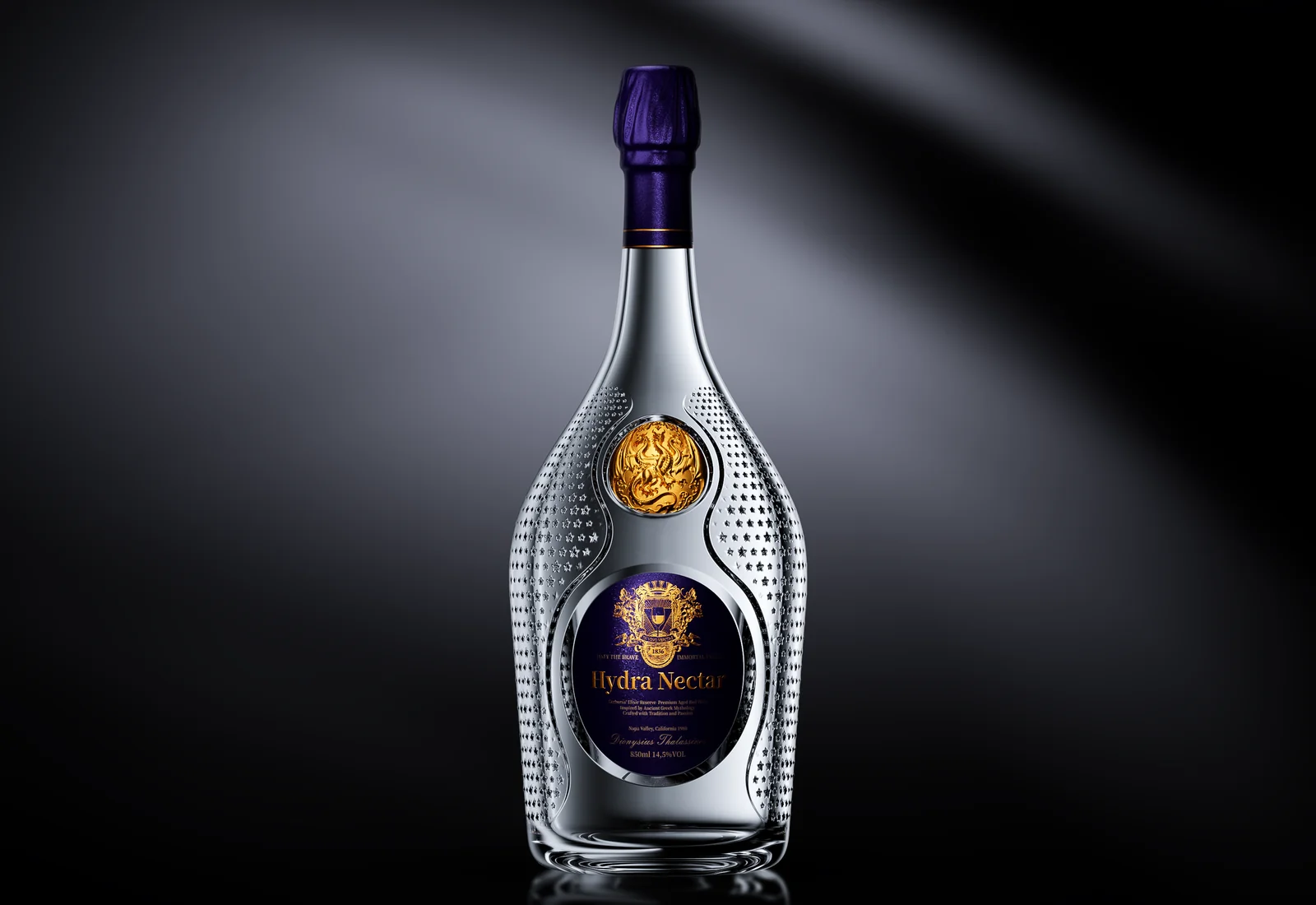 HydraNectar 酒瓶前视图渲染
